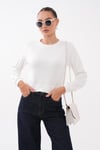 Kadın Bisiklet Yaka Kısa Sweatshirt 265165 -