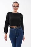 Kadın Bisiklet Yaka Kısa Sweatshirt 265165 -