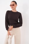 Kadın Bisiklet Yaka Kısa Sweatshirt 265165 -