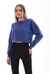 Kadın Bisiklet Yaka Kısa Üç İplik Sweatshirt 245117 -