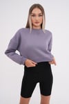 Kadın Bisiklet Yaka Kısa Üç İplik Sweatshirt 245117 -