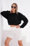 Kadın Bisiklet Yaka Kısa Üç İplik Sweatshirt 245117 -