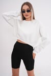 Kadın Bisiklet Yaka Kısa Üç İplik Sweatshirt 245117 -