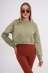 Kadın Bisiklet Yaka Kısa Üç İplik Sweatshirt 245117 -