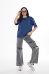 Kadın Bisiklet Yaka Oversize T-Shirt 250019 -