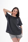 Kadın Bisiklet Yaka Oversize T-Shirt 250019 -