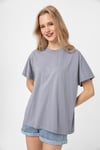 Kadın Bisiklet Yaka Oversize T-Shirt 240161 -