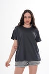 Kadın Bisiklet Yaka Oversize T-Shirt 250019 -