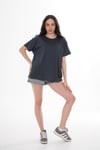 Kadın Bisiklet Yaka Oversize T-Shirt 250019 -