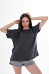 Kadın Bisiklet Yaka Oversize T-Shirt 250019 -