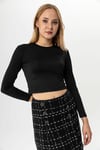Kadın Bisiklet Yaka Scuba Crop Bluz