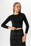 Kadın Bisiklet Yaka Scuba Crop Bluz