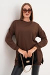 Kadın Bisiklet Yaka Yırtmaç Detaylı Sweat Tunik 255069 -