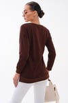 Kadın Bisiklet Yaka Yırtmaç Detaylı Sweatshirt 255261 - 265043