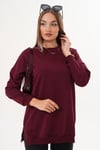 Kadın Bisiklet Yaka Yırtmaç Detaylı Sweat Tunik 255069 -