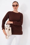 Kadın Bisiklet Yaka Yırtmaç Detaylı Sweatshirt 255261 - 265043