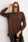 Kadın Bisiklet Yaka Yırtmaç Detaylı Sweat Tunik 255069 -