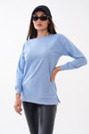 Kadın Bisiklet Yaka Yırtmaç Detaylı Sweatshirt 255261 - 265043