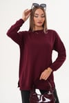 Kadın Bisiklet Yaka Yırtmaç Detaylı Sweat Tunik 255069 -
