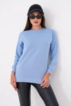 Kadın Bisiklet Yaka Yırtmaç Detaylı Sweatshirt 255261 - 265043