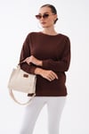 Kadın Bisiklet Yaka Yırtmaç Detaylı Sweatshirt 255261 - 265043