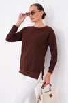 Kadın Bisiklet Yaka Yırtmaç Detaylı Sweatshirt 255261 - 265043