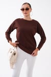 Kadın Bisiklet Yaka Yırtmaç Detaylı Sweatshirt 255261 - 265043