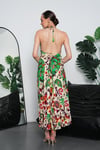 Kadın Boyundan Bağlama Detaylı Sırt Dekolteli Yırtmaçlı Uzun Oversize Elbise 260680-260681-260682