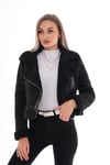 Kadın Çapraz Fermuar Detaylı İçi Peluş Süet Ceket 245372 -