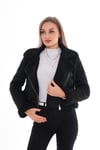 Kadın Çapraz Fermuar Detaylı İçi Peluş Süet Ceket 245372 -