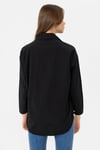 Kadın Cebi Desen Detaylı Oversize Poplin Gömlek