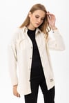 Kadın Çift Cep Detaylı Çıtçıt Kapamalı Oversize Gabardin Gömlek