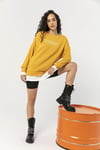 Kadın Çift Görünmünlü Yırtmaçlı Bisiklet Yaka Oversize Sweatshirt