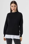 Kadın Çift Görünüm Detaylı Bisiklet Yaka Sweatshirt