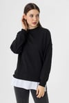Kadın Çift Görünüm Detaylı Bisiklet Yaka Sweatshirt