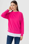 Kadın Çift Görünüm Detaylı Bisiklet Yaka Sweatshirt