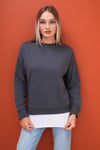 Kadın Çift Görünüm Detaylı Bisiklet Yaka iki İplik Sweatshirt 245112 -