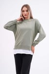 Kadın Çift Görünüm Detaylı Bisiklet Yaka iki İplik Sweatshirt 245112 -