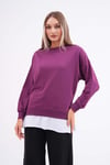 Kadın Çift Görünüm Detaylı Bisiklet Yaka iki İplik Sweatshirt 245112 -