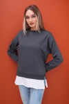 Kadın Çift Görünüm Detaylı Bisiklet Yaka iki İplik Sweatshirt 245112 -