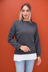 Kadın Çift Görünüm Detaylı Bisiklet Yaka iki İplik Sweatshirt 245112 -
