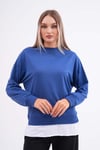 Kadın Çift Görünüm Detaylı Bisiklet Yaka iki İplik Sweatshirt 245112 -