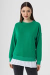 Kadın Çift Görünüm Detaylı Bisiklet Yaka Sweatshirt