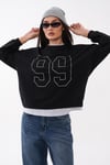Kadın Çift Görünüm Detaylı Önü Taş İşlemeli İki İplik Sweatshirt 265089 -