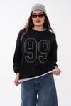 Kadın Çift Görünüm Detaylı Önü Taş İşlemeli İki İplik Sweatshirt 265089 -