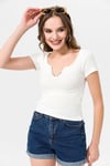 Kadın Çıtçıtlı Kaşkorse Crop Bluz
