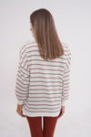 Kadın Çizgi Desenli Çift Görünüm Detaylı Bisiklet Yaka İki İplik Sweatshirt 245243 -