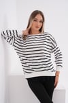 Kadın Çizgi Desenli Çift Görünüm Detaylı Bisiklet Yaka İki İplik Sweatshirt 245243 -