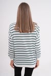 Kadın Çizgi Desenli Çift Görünüm Detaylı Bisiklet Yaka İki İplik Sweatshirt 245243 -