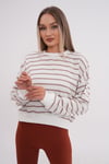Kadın Çizgi Desenli İki İplik Kısa Sweatshirt 245265 -